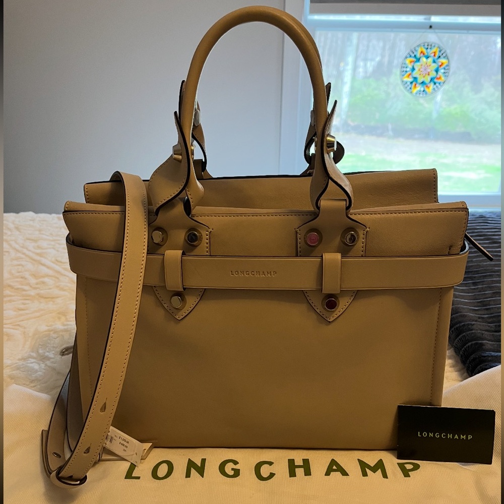 ✨RARE✨ 🤍 NWT Longchamp Top Handle Leather Bag Clay